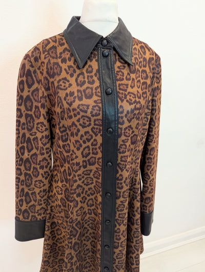 Stand Studio leopard/ pleather trim dress 10