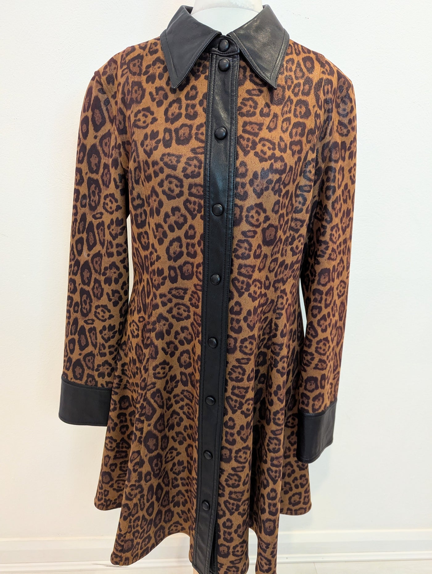 Stand Studio leopard/ pleather trim dress 10