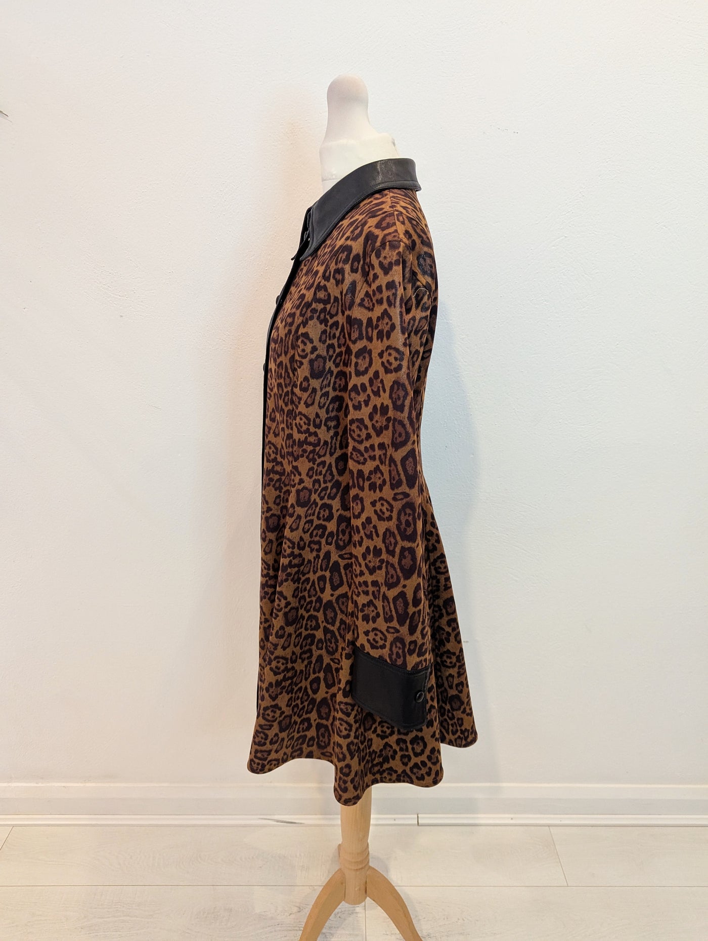 Stand Studio leopard/ pleather trim dress 10