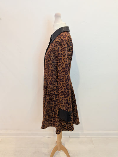 Stand Studio leopard/ pleather trim dress 10