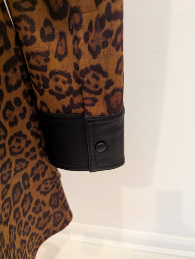 Stand Studio leopard/ pleather trim dress 10