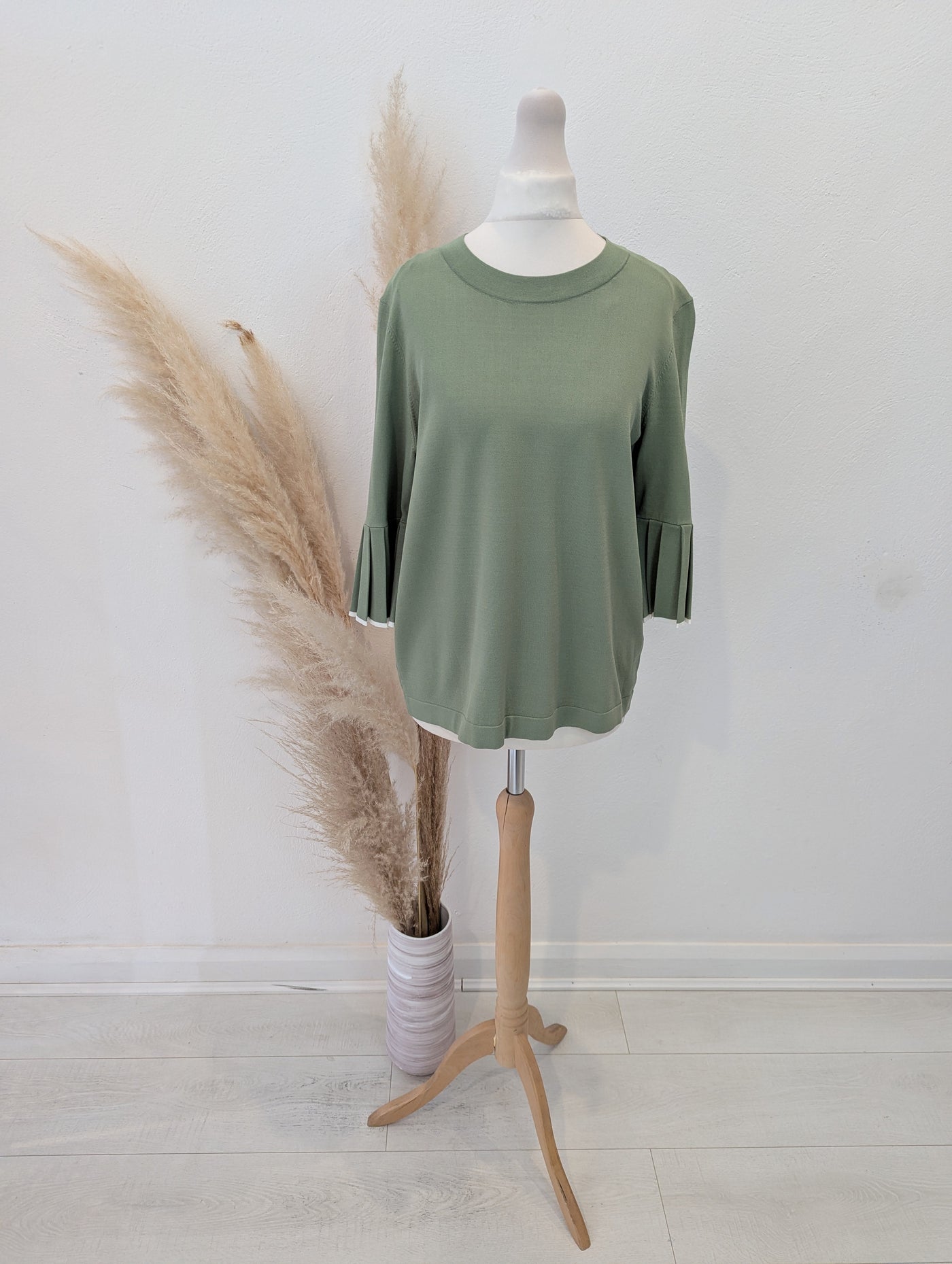 Cos Green Pleated Sleeve Top S NWT £59