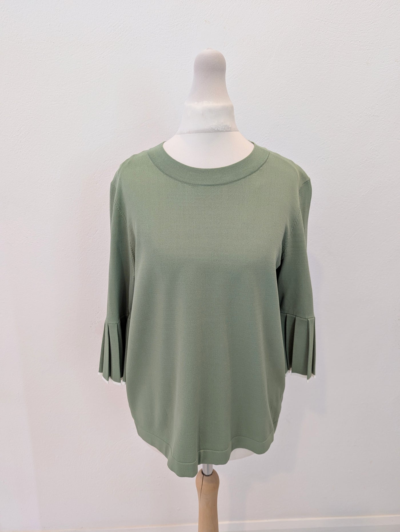 Cos Green Pleated Sleeve Top S NWT £59