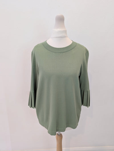Cos Green Pleated Sleeve Top S NWT £59