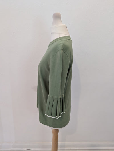 Cos Green Pleated Sleeve Top S NWT £59