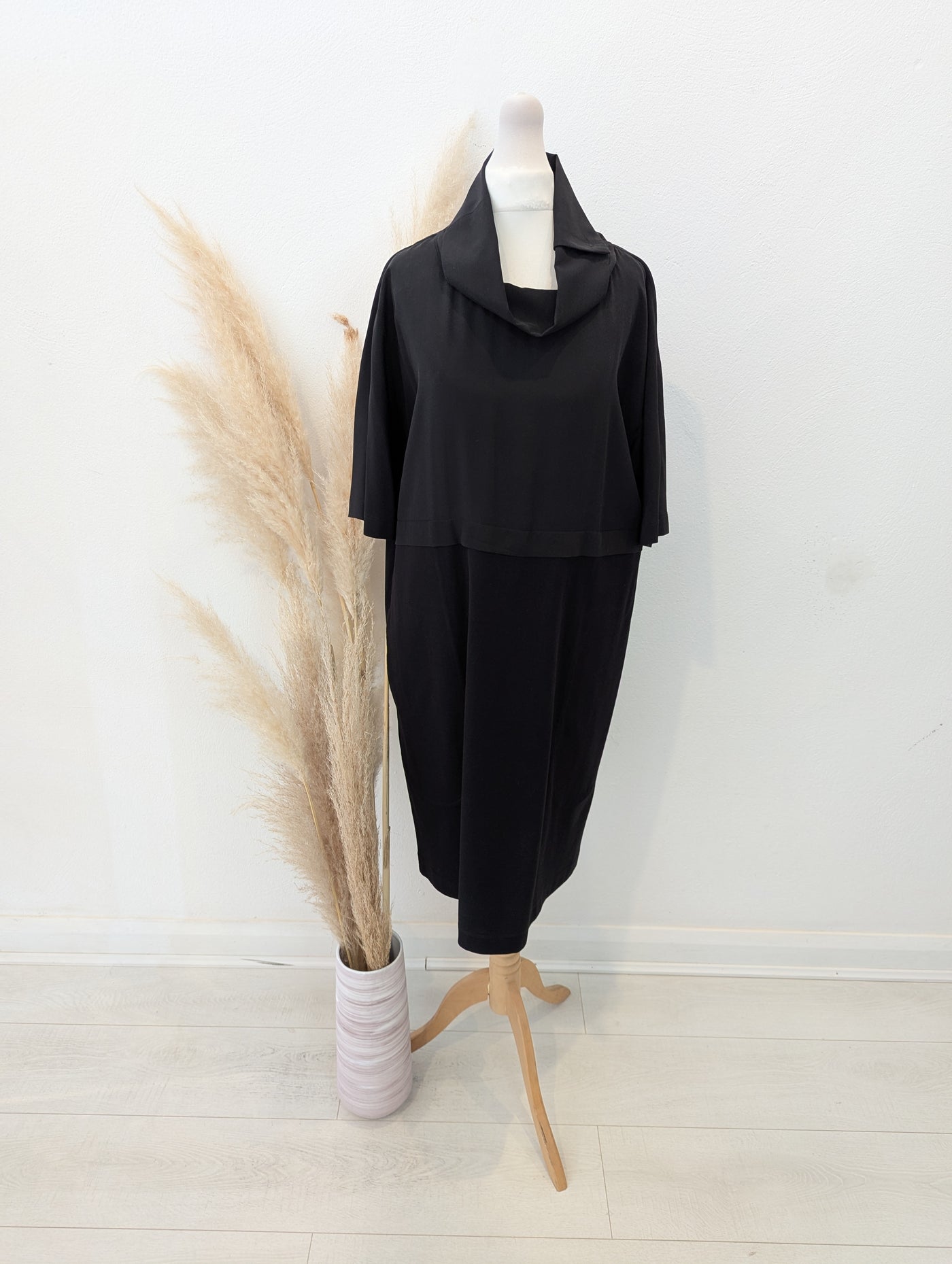 Cos Black Funnel Neck Dress S
