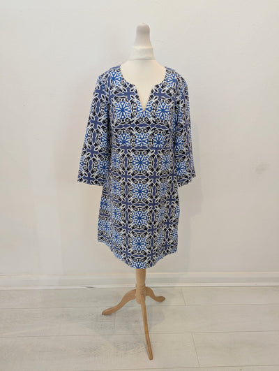 Boden Blue Print Linen Tunic 10