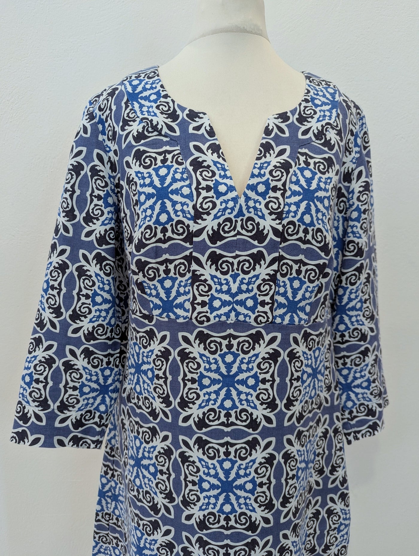 Boden Blue Print Linen Tunic 10