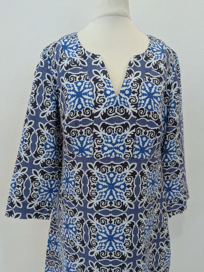 Boden Blue Print Linen Tunic 10