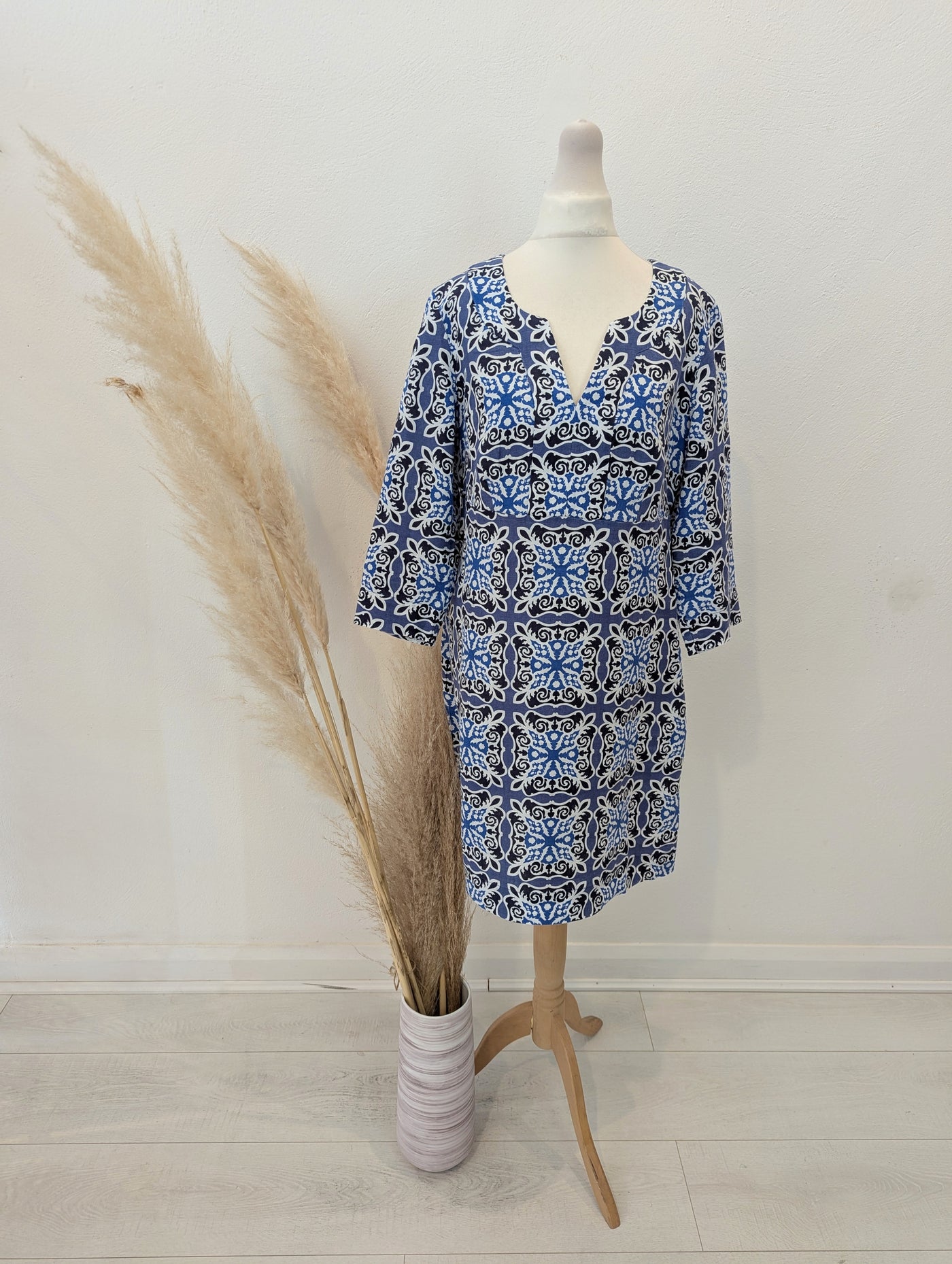 Boden Blue Print Linen Tunic 10