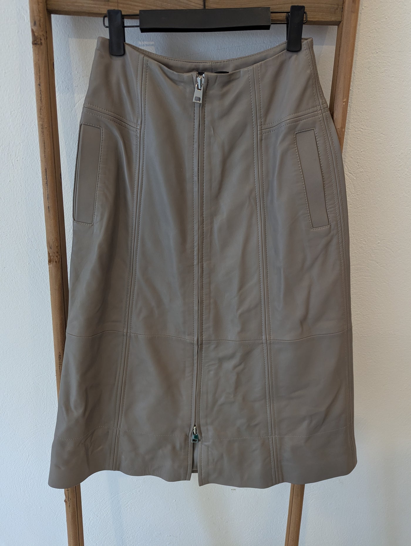 Autograph Mushroom Leather Skirt 8 RRP £199