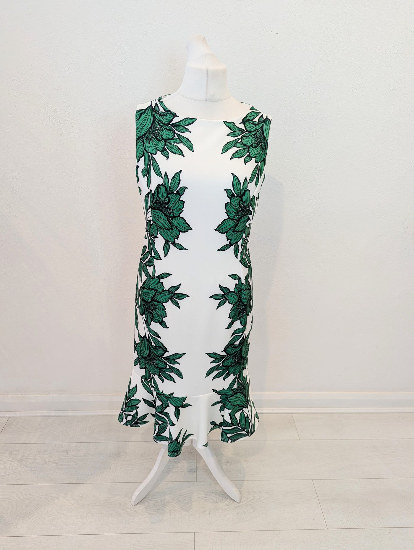 Roman White & Green Dress 16