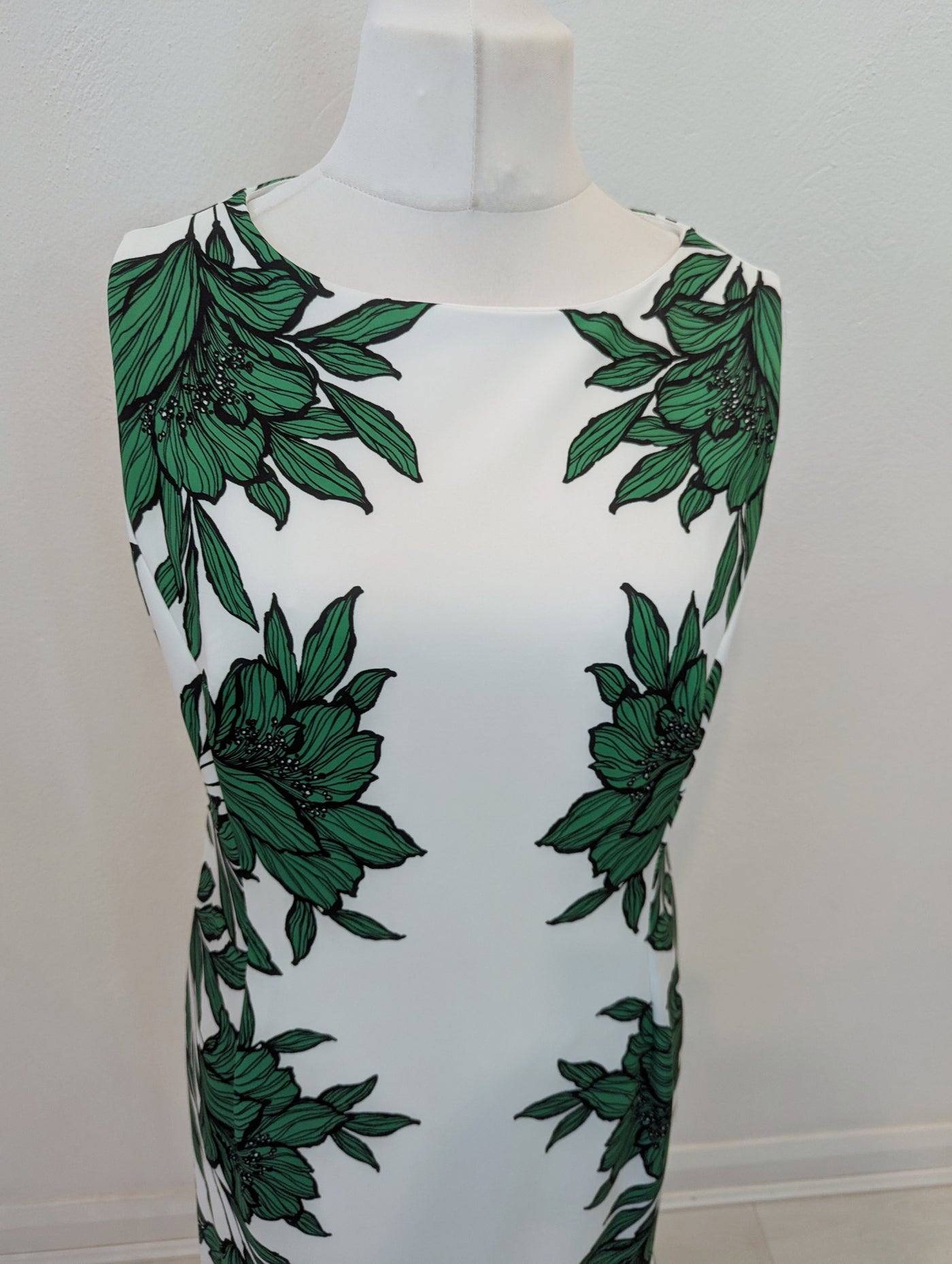 Roman White & Green Dress 16