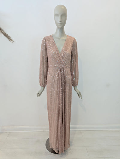 Sista Glam Blush Sequin Maxi 14 NWT