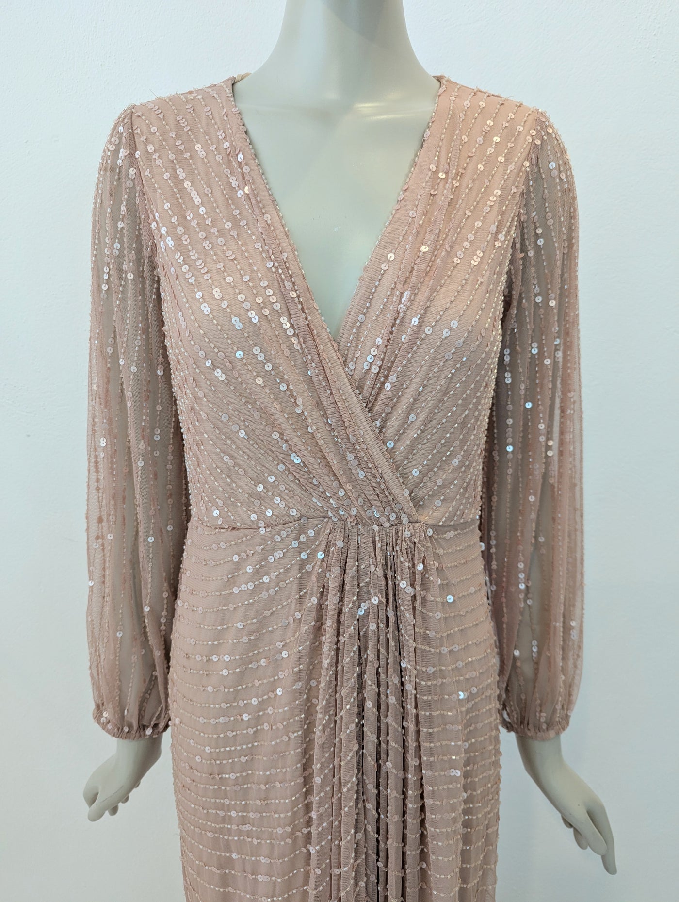 Sista Glam Blush Sequin Maxi 14 NWT