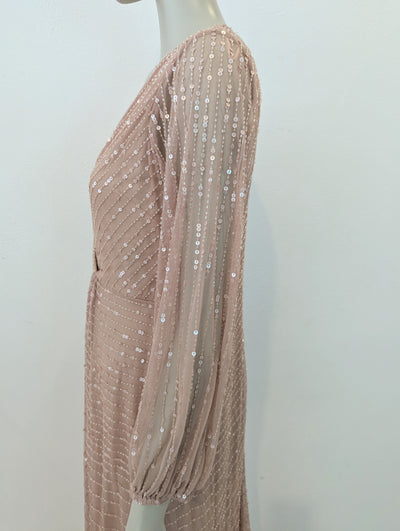 Sista Glam Blush Sequin Maxi 14 NWT