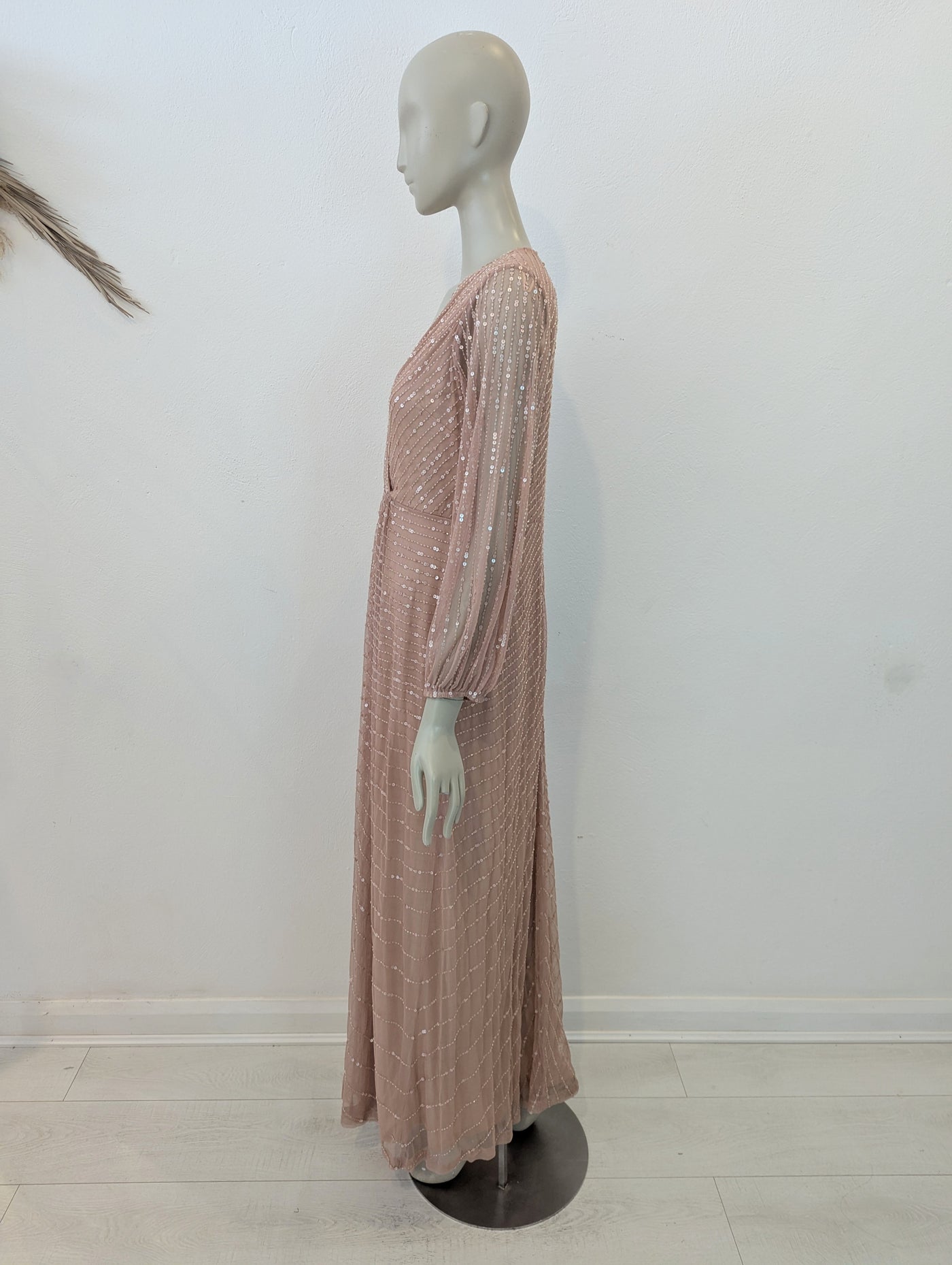Sista Glam Blush Sequin Maxi 14 NWT