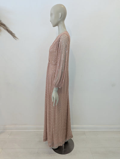Sista Glam Blush Sequin Maxi 14 NWT