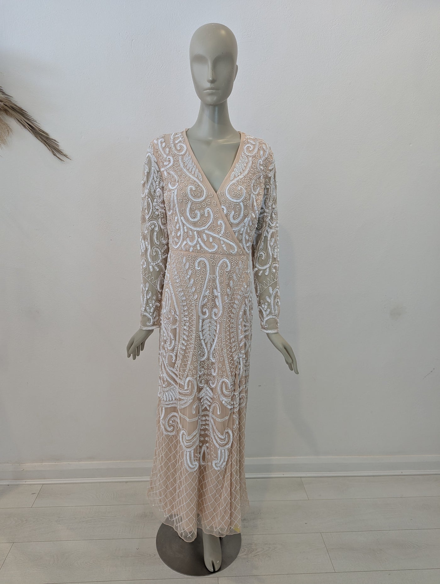 Joanna Hope Blush Embellished Maxi NWT 14