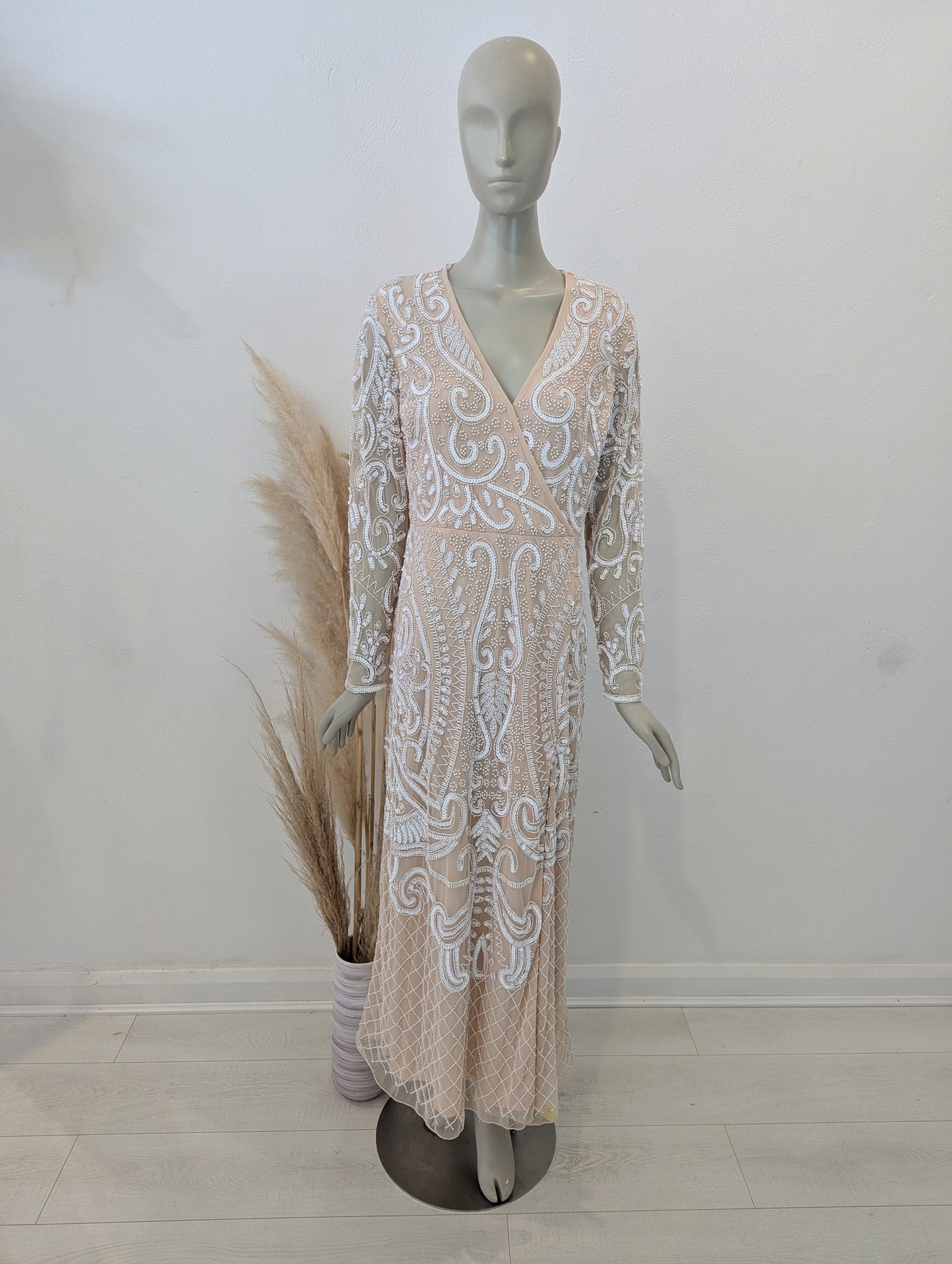 Joanna Hope Blush Embellished Maxi NWT 14
