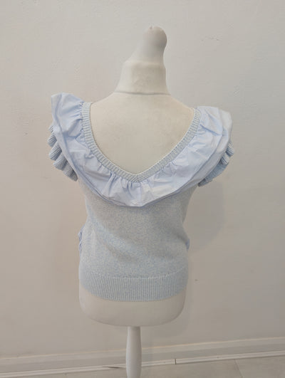 Mint Velvet Blue Ruffle Jumper M RRP £89