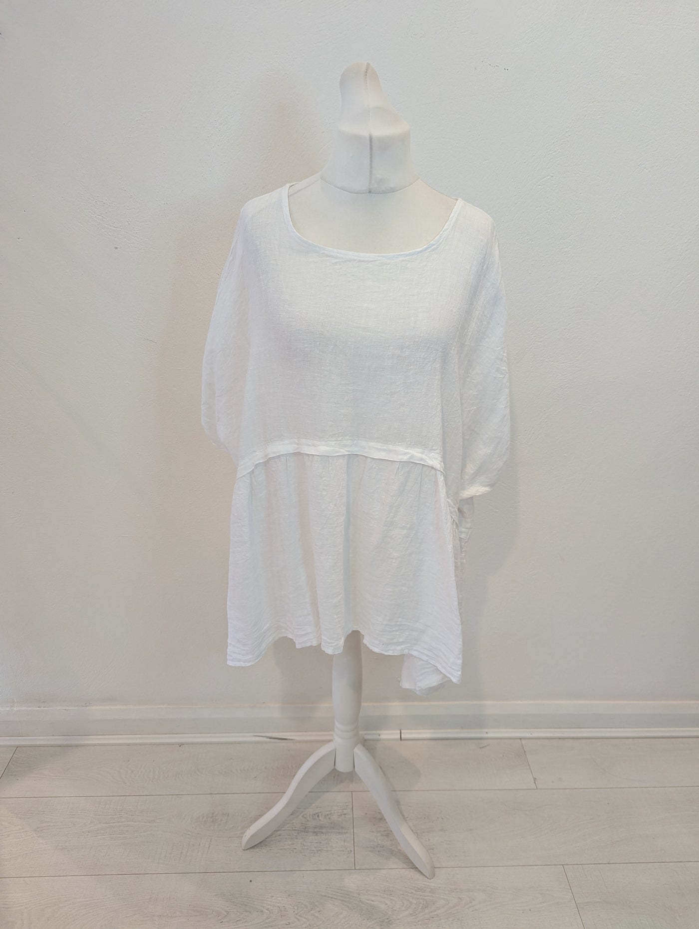 Style Hax Pure Linen Long Top White