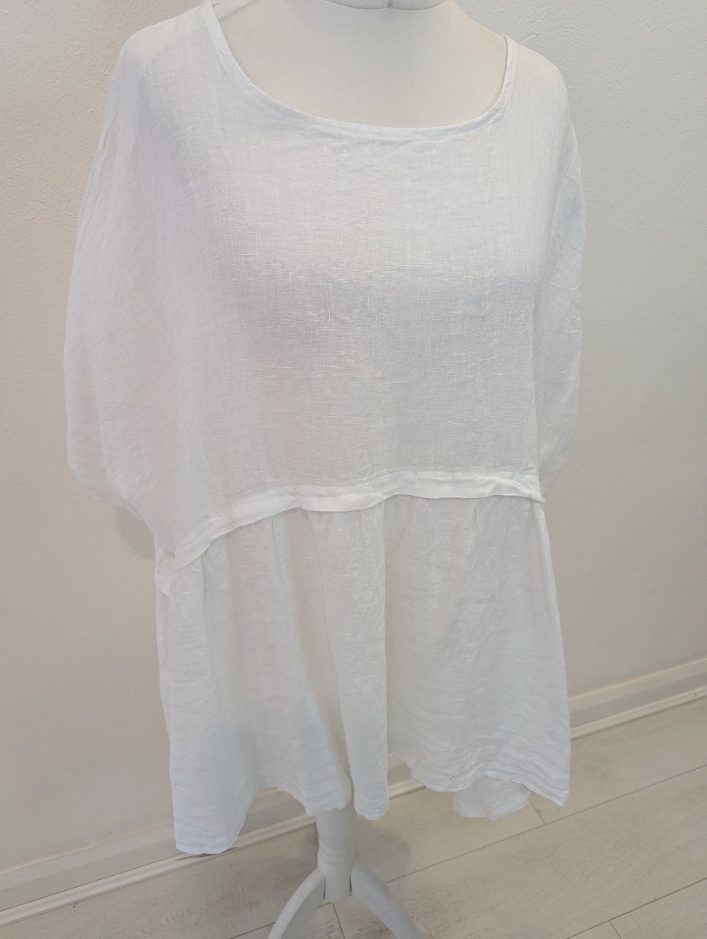 Style Hax Pure Linen Long Top White