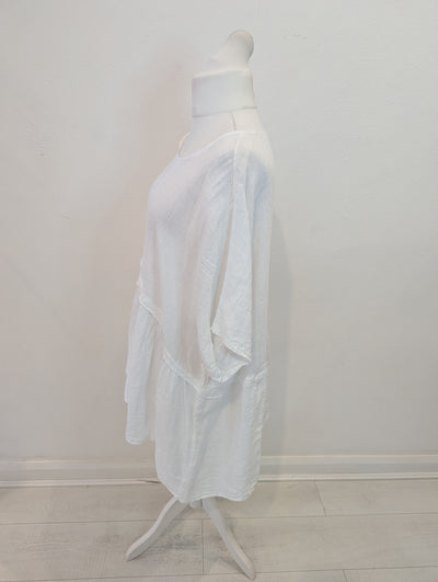 Style Hax Pure Linen Long Top White