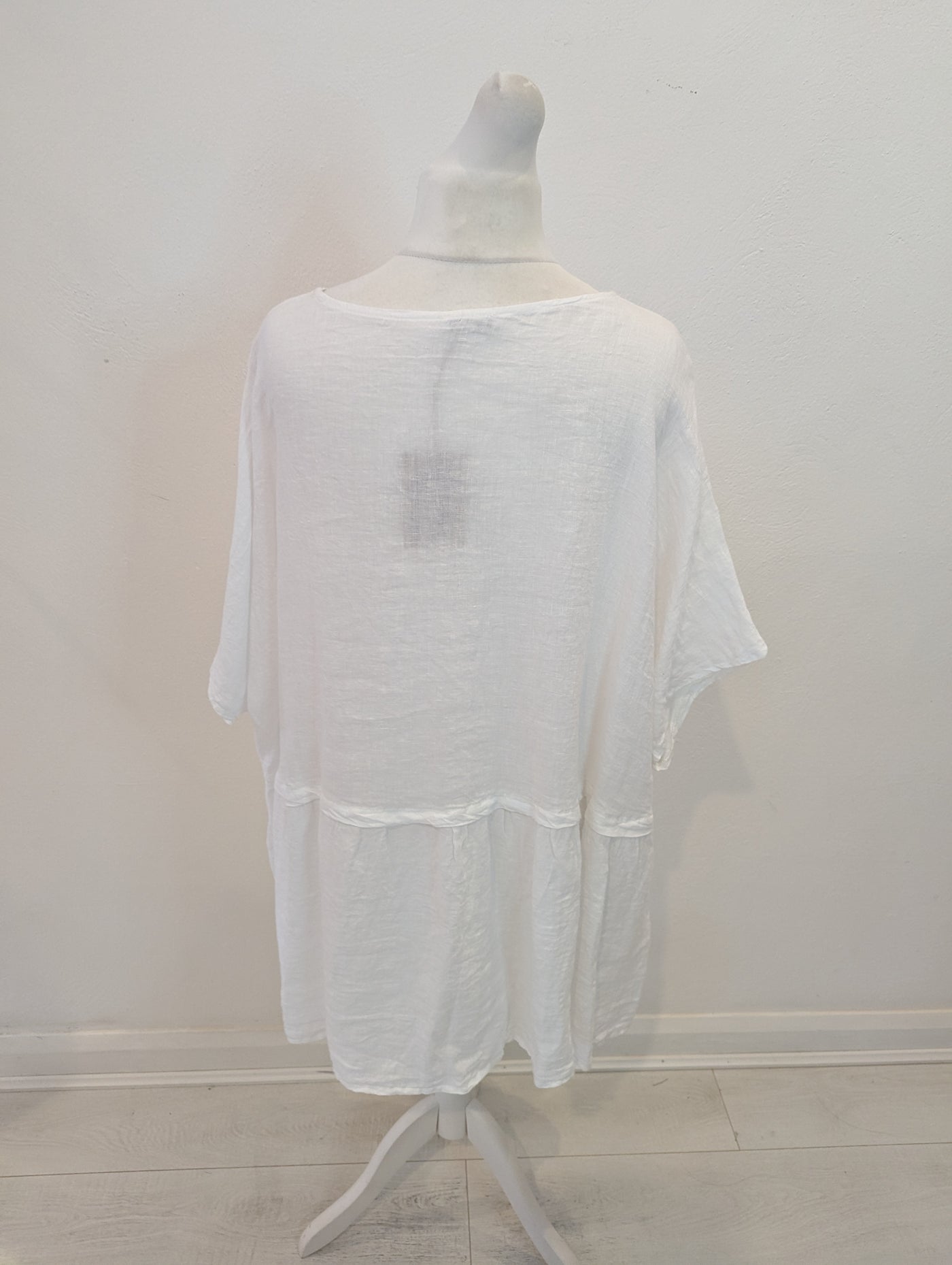 Style Hax Pure Linen Long Top White