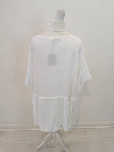 Style Hax Pure Linen Long Top White
