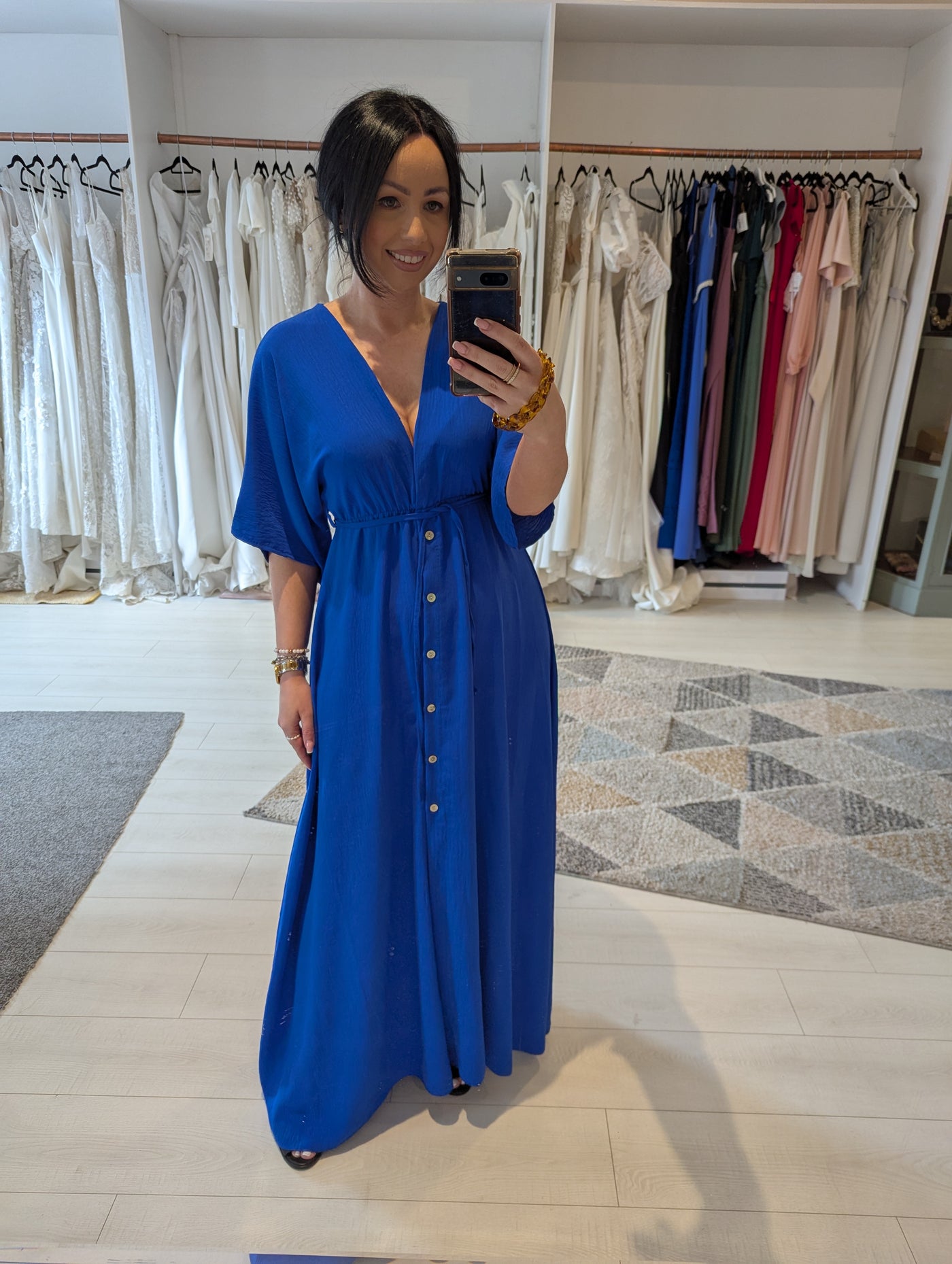 Style Hax Ava V Neck maxi dress Blue