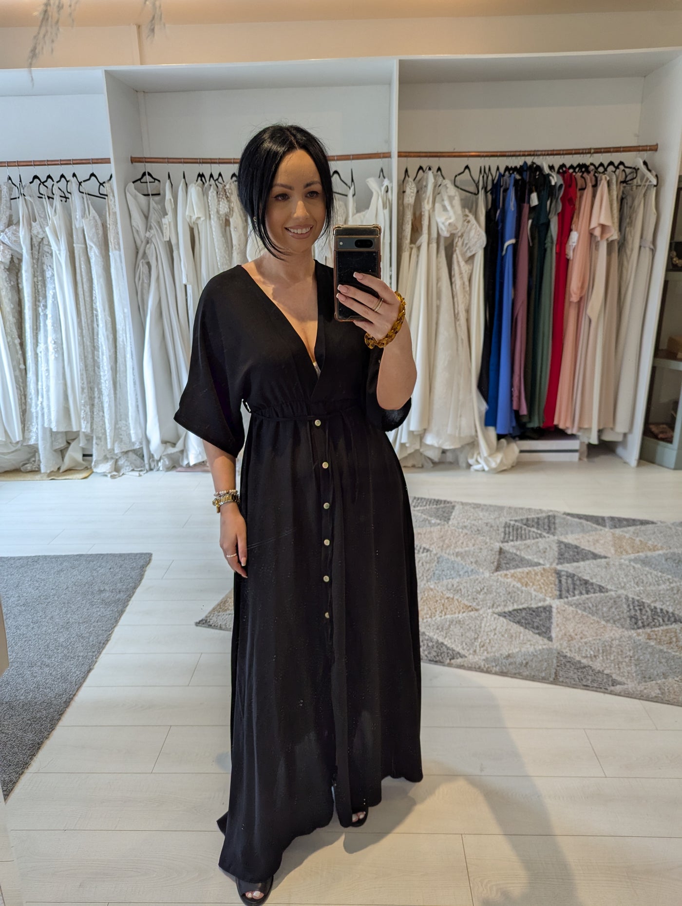 Style Hax Ava v neck maxi dress Black