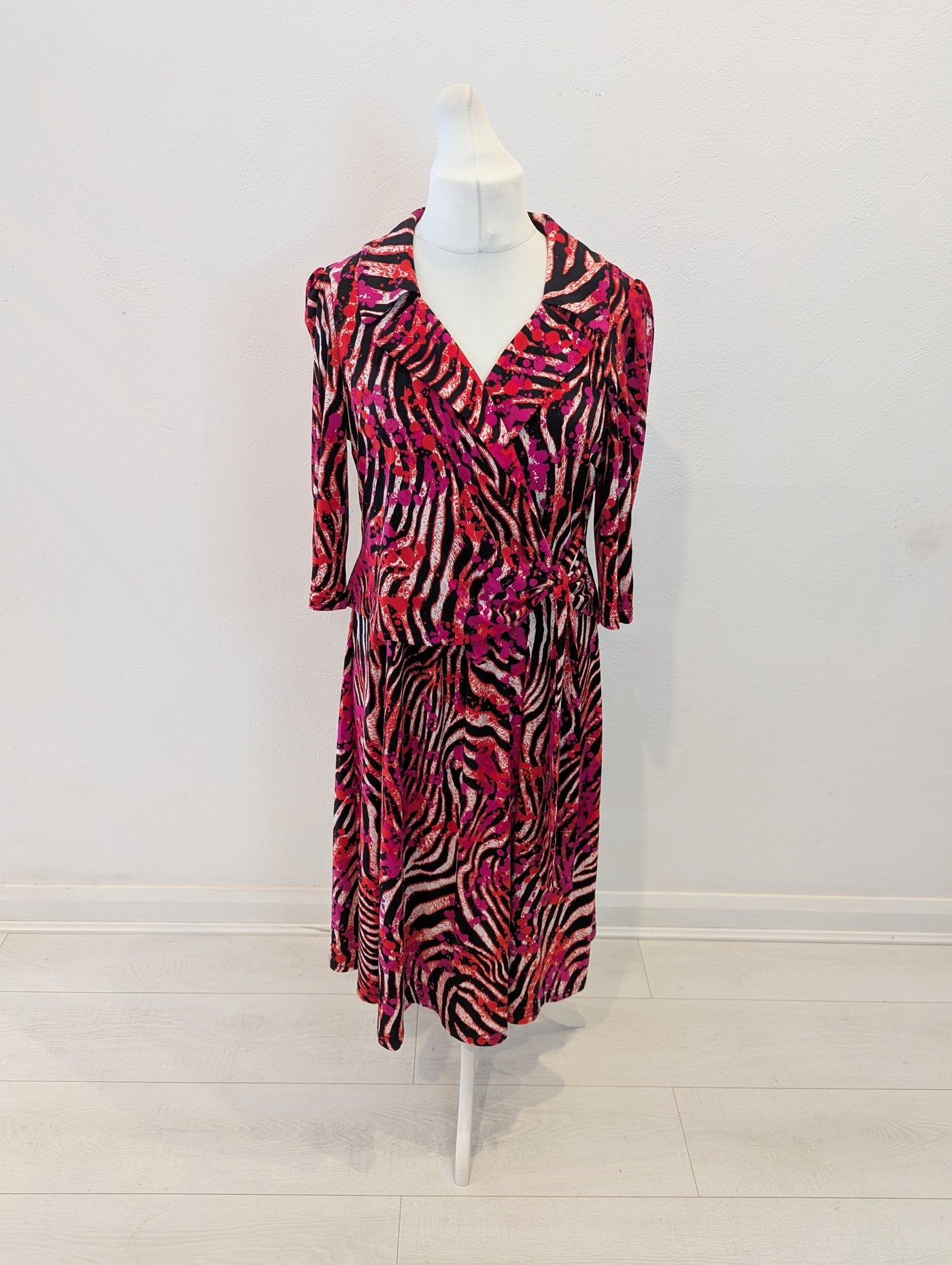 Jolie Moi Red Multi Wrap Dress 12/14