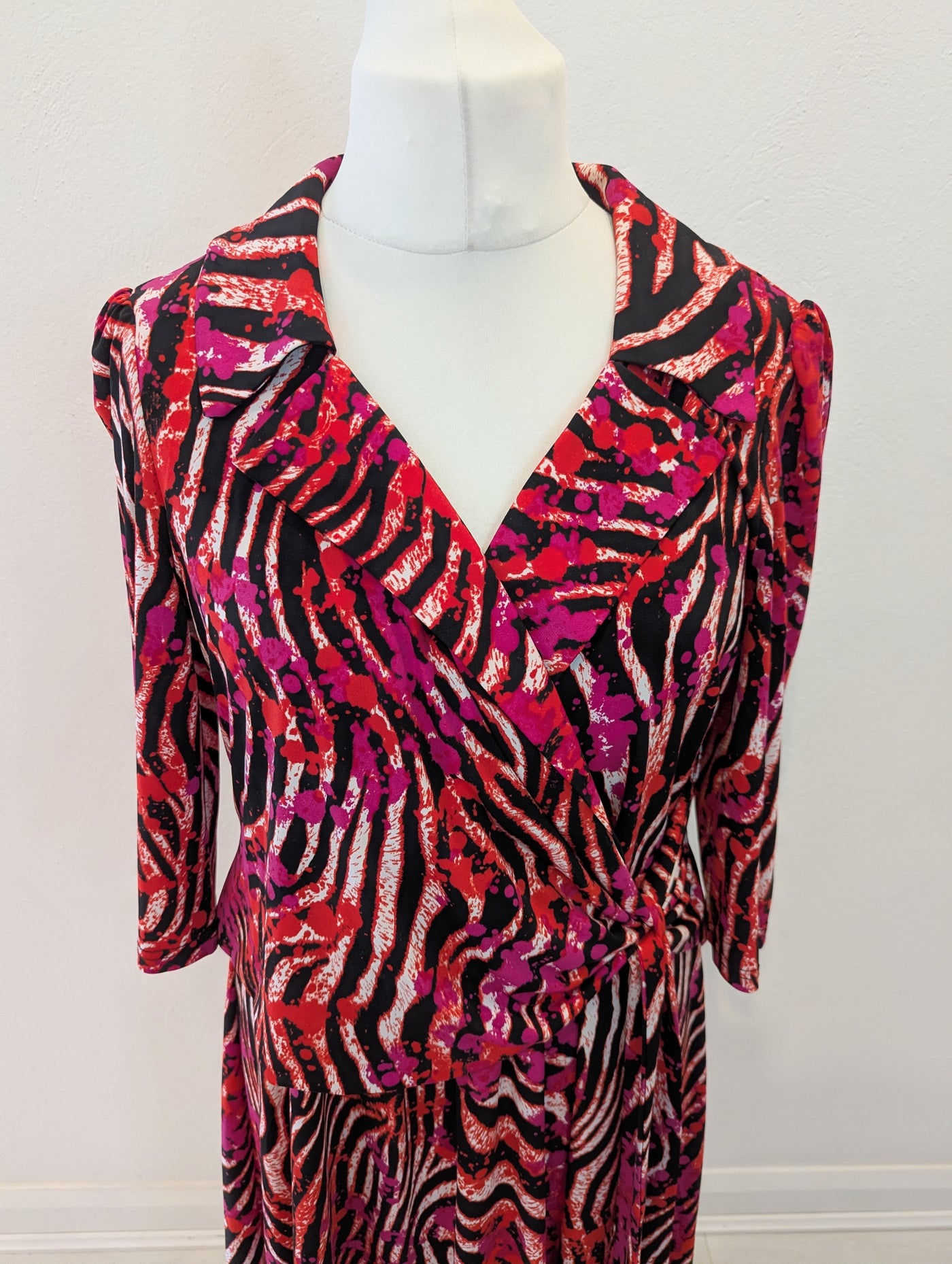 Jolie Moi Red Multi Wrap Dress 12/14