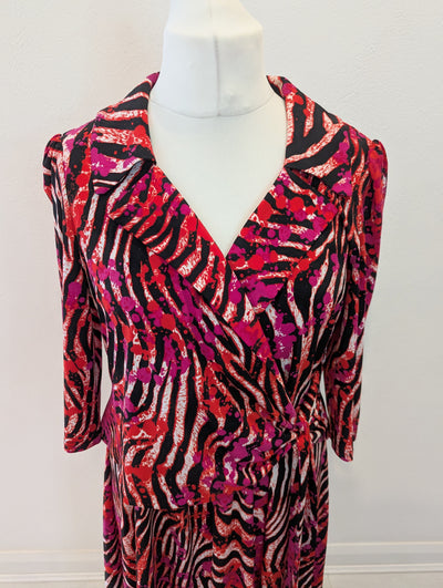 Jolie Moi Red Multi Wrap Dress 12/14