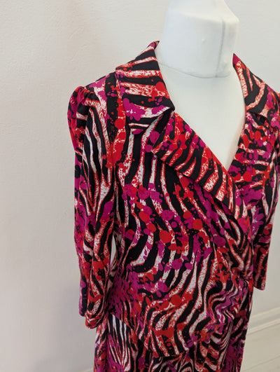 Jolie Moi Red Multi Wrap Dress 12/14