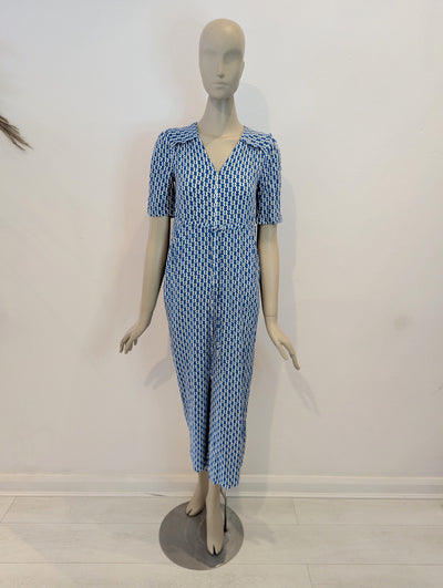Whistles Blue Print Zip Front Jumpsuit 8