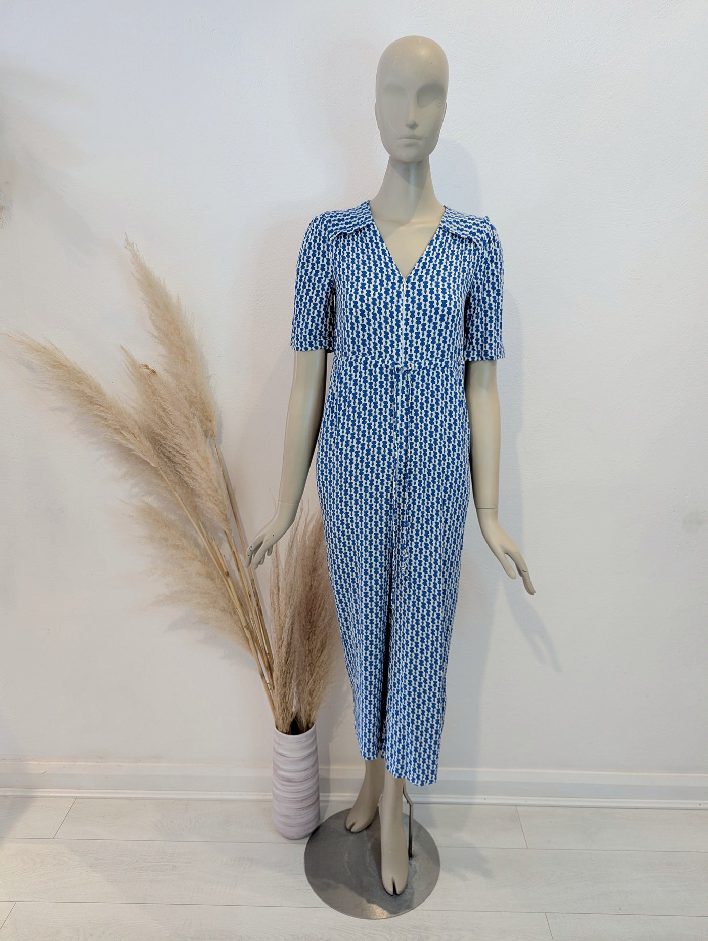 Whistles Blue Print Zip Front Jumpsuit 8