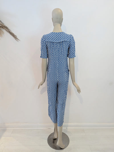 Whistles Blue Print Zip Front Jumpsuit 8