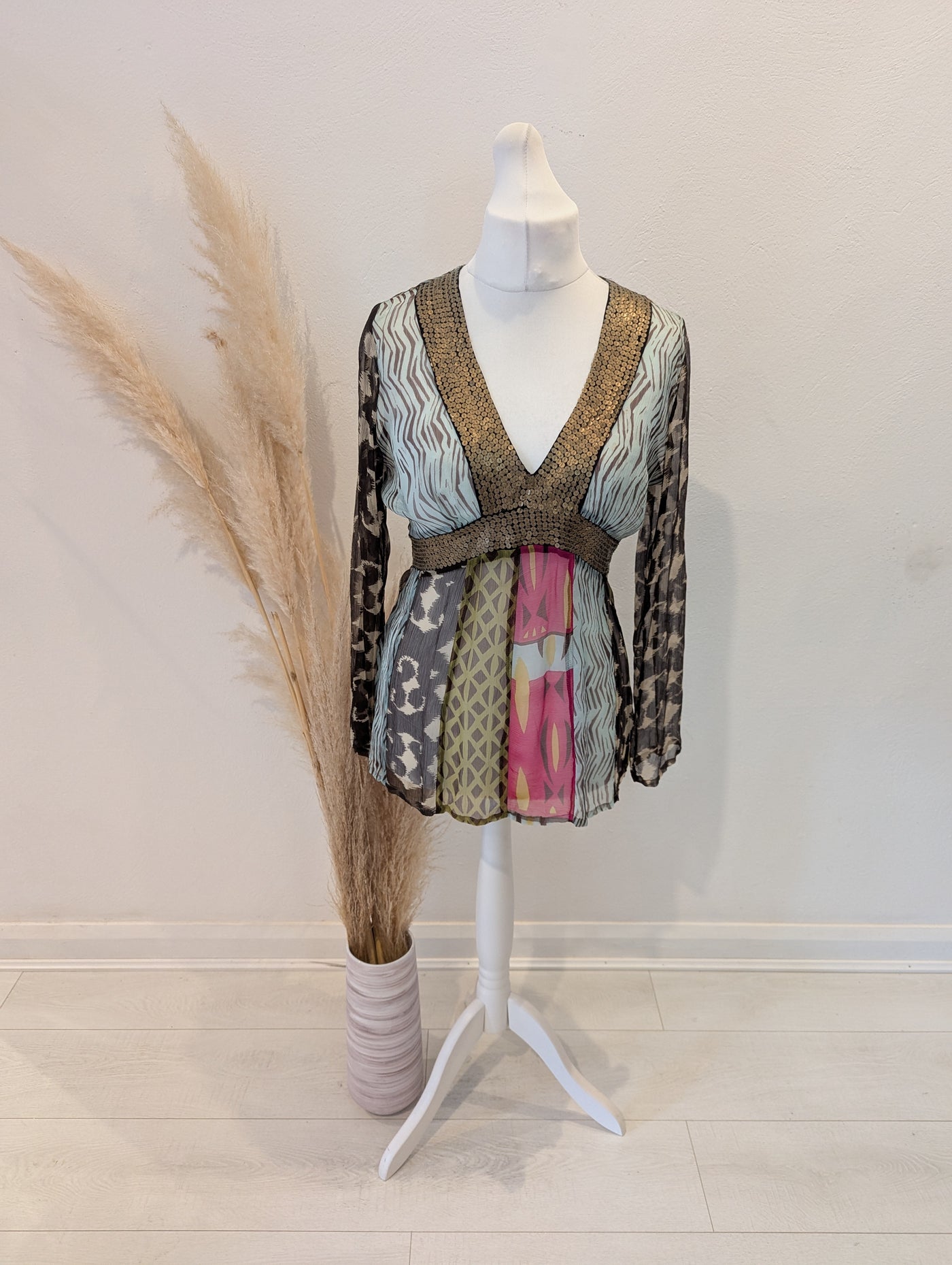 Derhy Embellished Sheer Top L