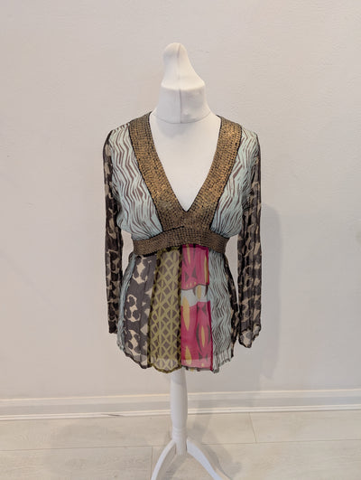 Derhy Embellished Sheer Top L