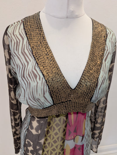 Derhy Embellished Sheer Top L