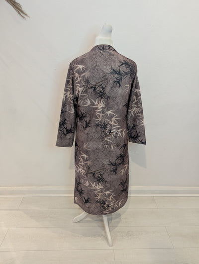 No Label Grey Leaf Chinese Dress XL
