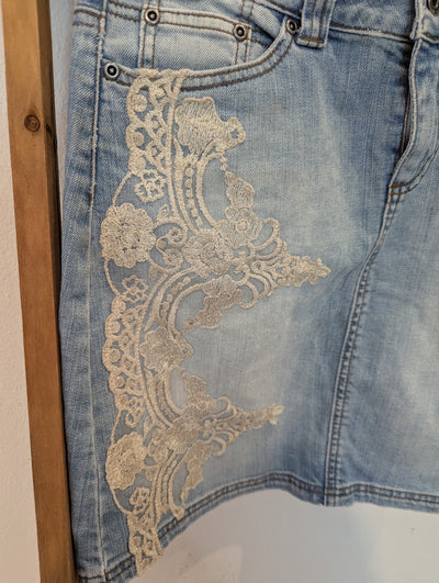 Only Jeans Denim Lace Skirt W28