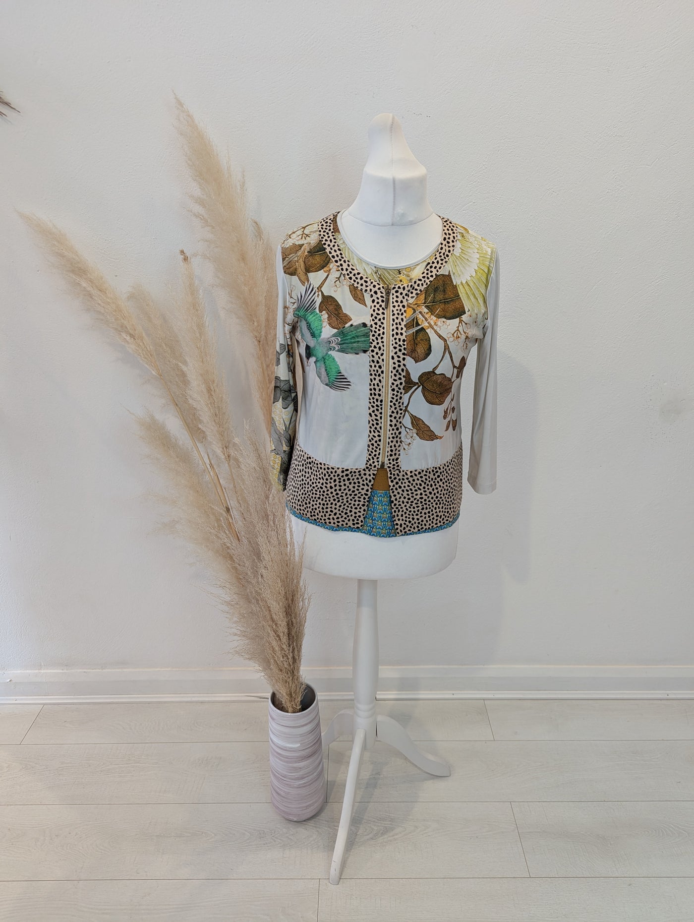 Blu Blanc Rouge Floral/Bird Print Jacket & Top Size 14