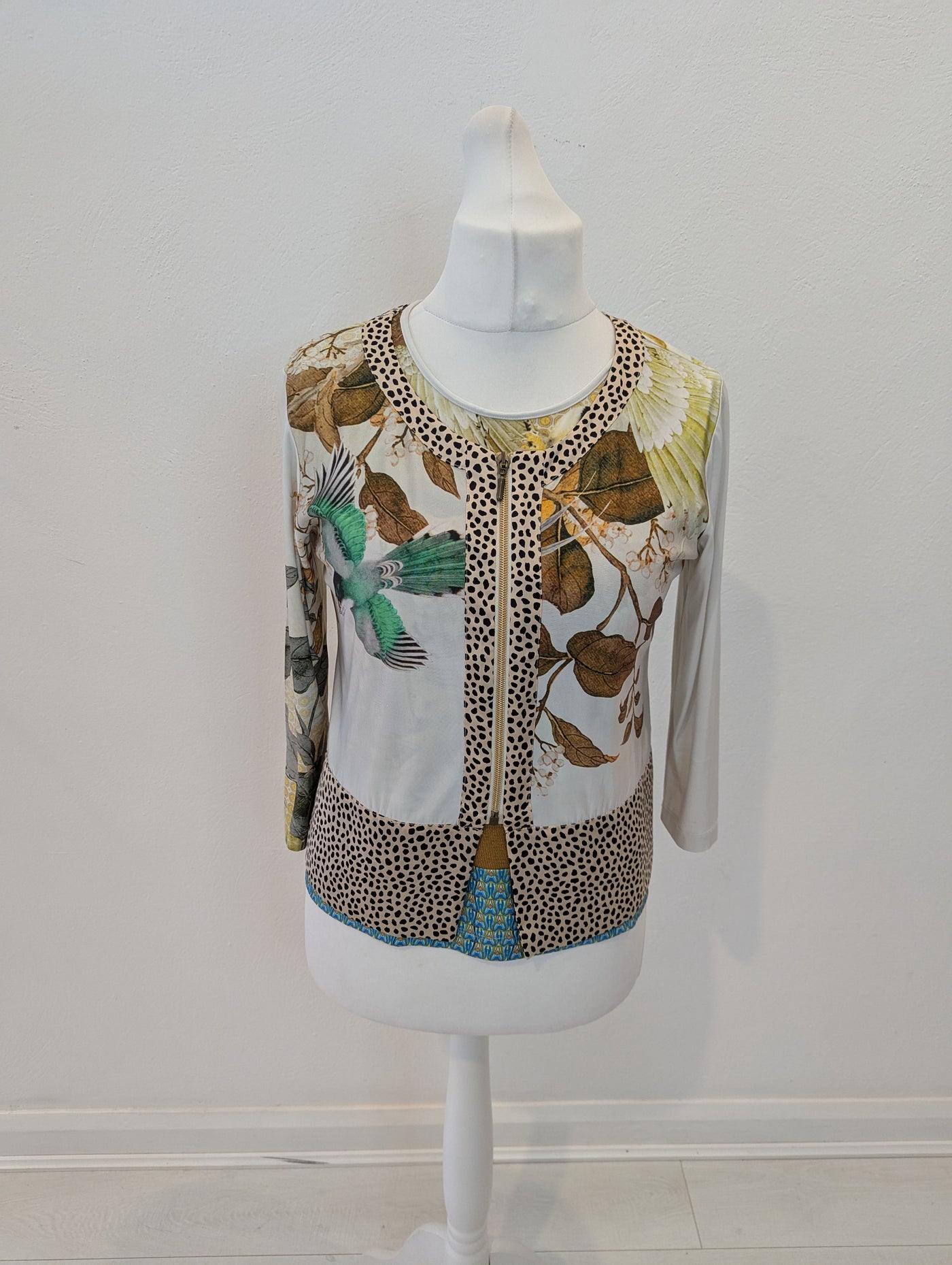 Blu Blanc Rouge Floral/Bird Print Jacket & Top Size 14