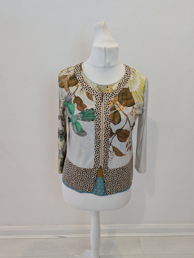 Blu Blanc Rouge Floral/Bird Print Jacket & Top Size 14
