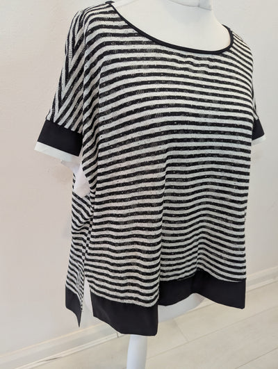 Ozai N KU Black/White Stripe Top Size Medium