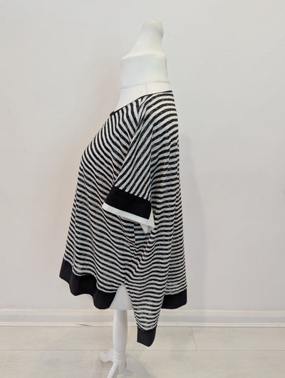 Ozai N KU Black/White Stripe Top Size Medium