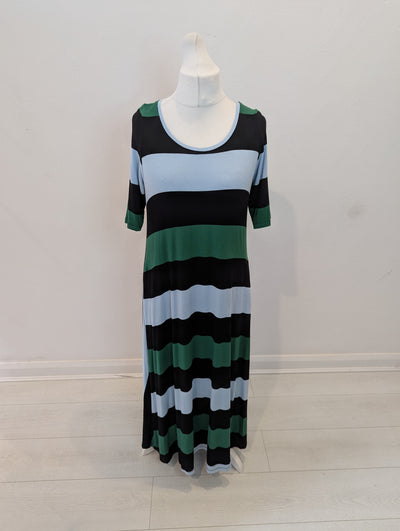 Alembika Green/Black Striped Maxi Dress Size 12
